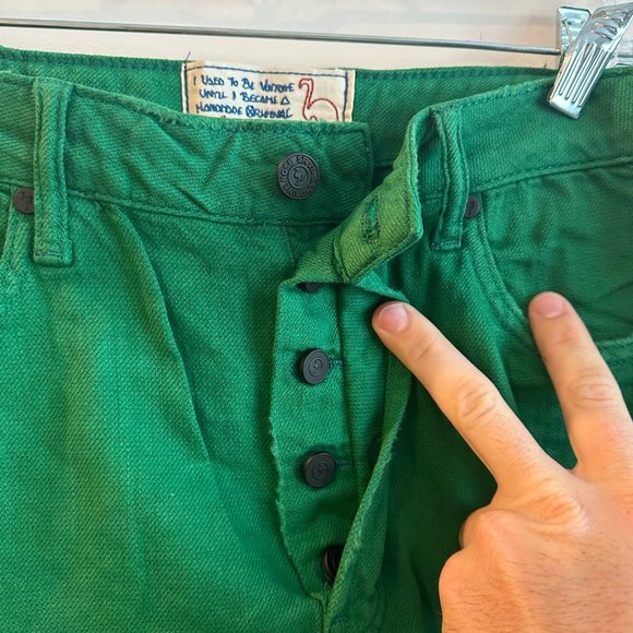 Free People X Sandrine Rose Virgin Label Jeans Sapin Green New With Tags NWT Qty - Picture 6 of 13